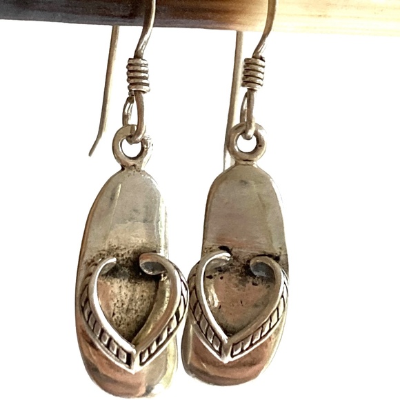 earrings flip-flops sterling silver hanging dangle - Picture 8 of 11
